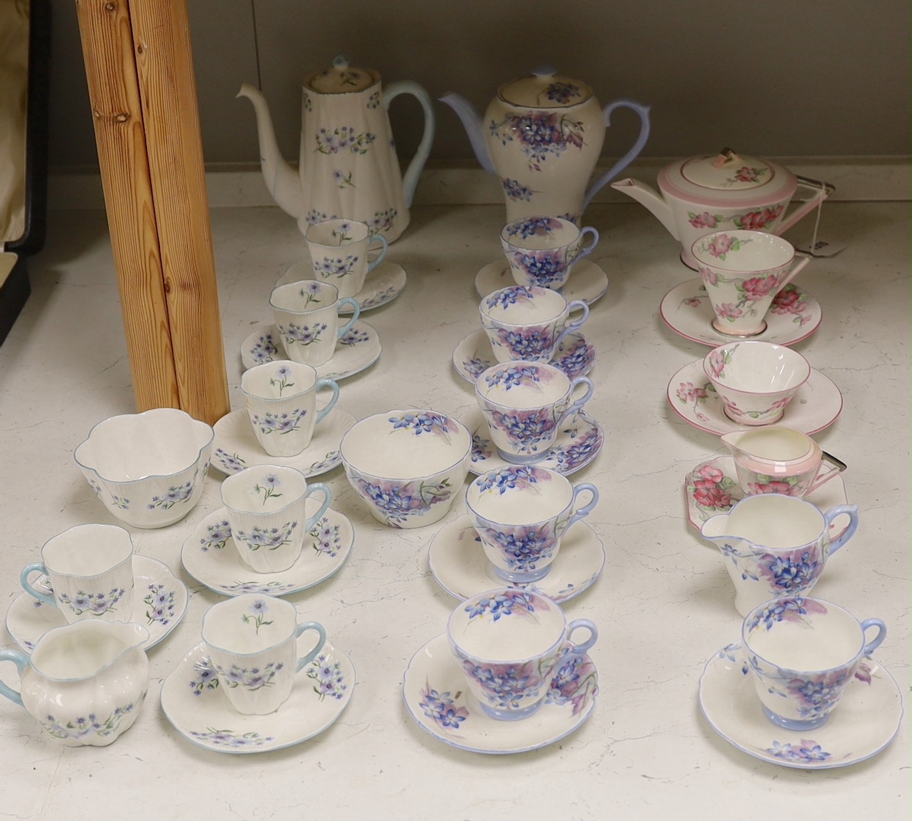 Three Shelley part services, ‘Apple Blossom’ 12287, ‘Blue Spray’ 13634 and ‘Blue Rock’ 13591
